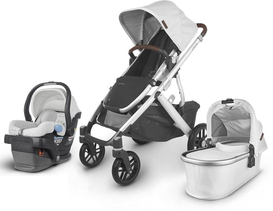 UPPAbaby VISTA V2 + MESA Travel System Bundle - Bryce (White Marl/Silver/Chestnut Leather)