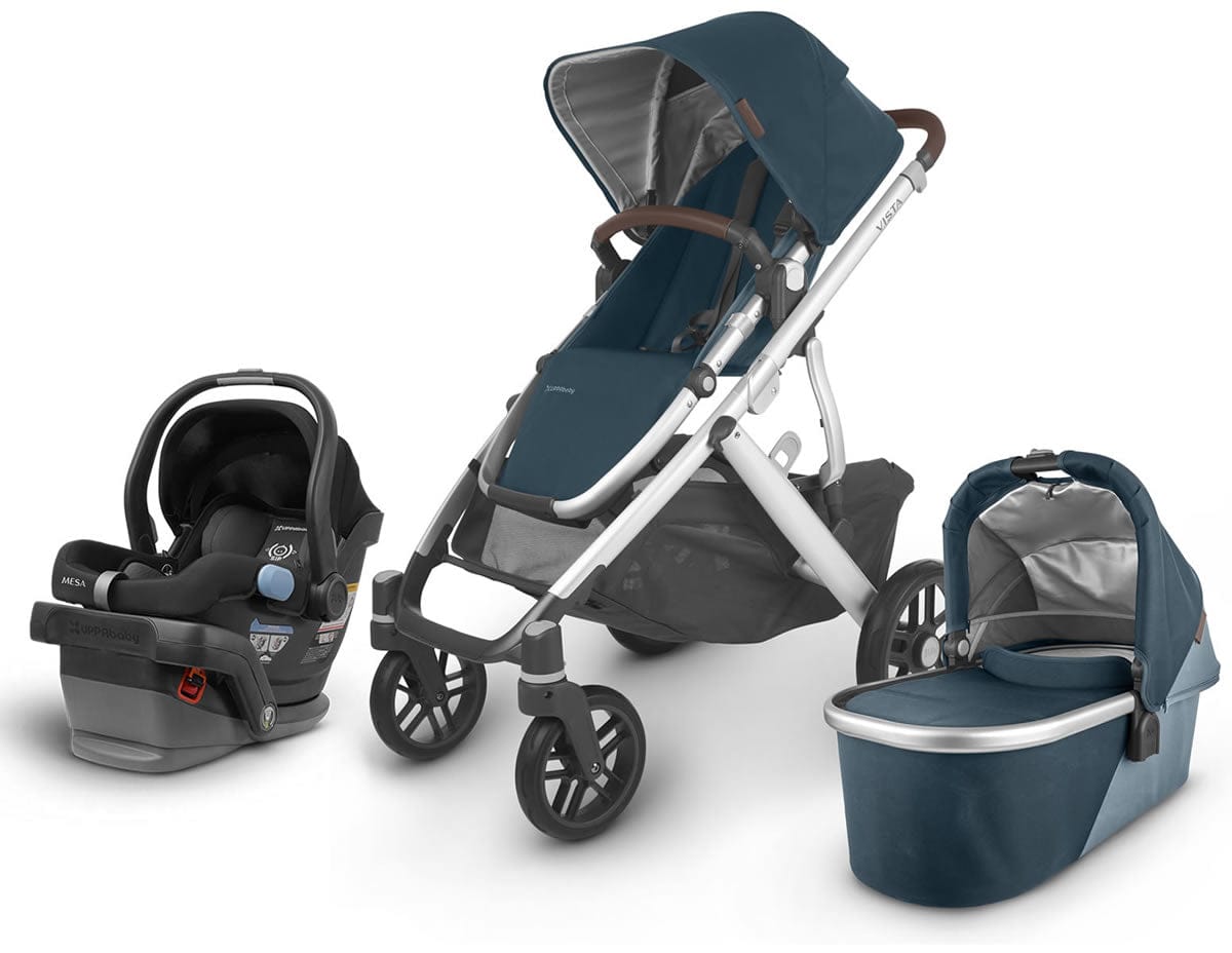 UPPAbaby VISTA V2 + MESA Travel System Bundle - Finn (Deep Sea/Silver/Chestnut Leather)