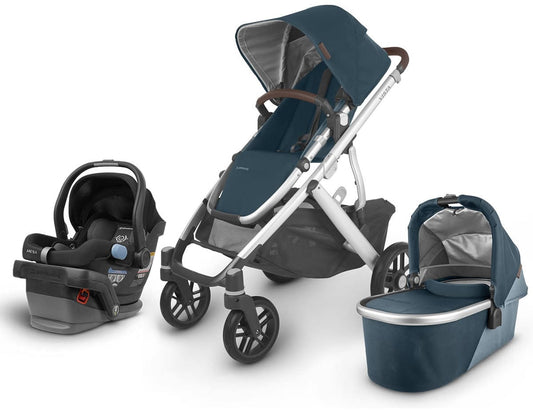 UPPAbaby VISTA V2 + MESA Travel System Bundle - Finn (Deep Sea/Silver/Chestnut Leather)