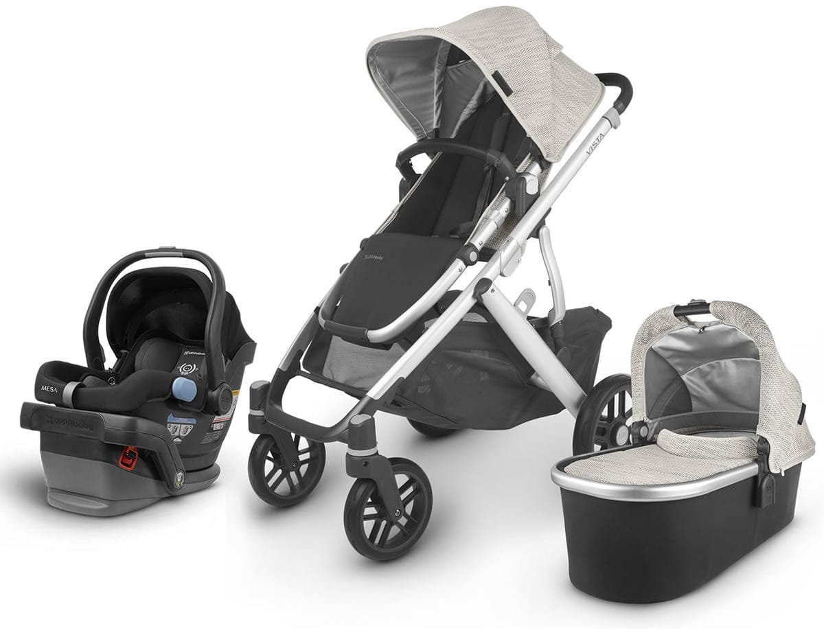 UPPAbaby VISTA V2 + MESA Travel System Bundle - Sierra (Dune Knit/Silver/Black Leather)