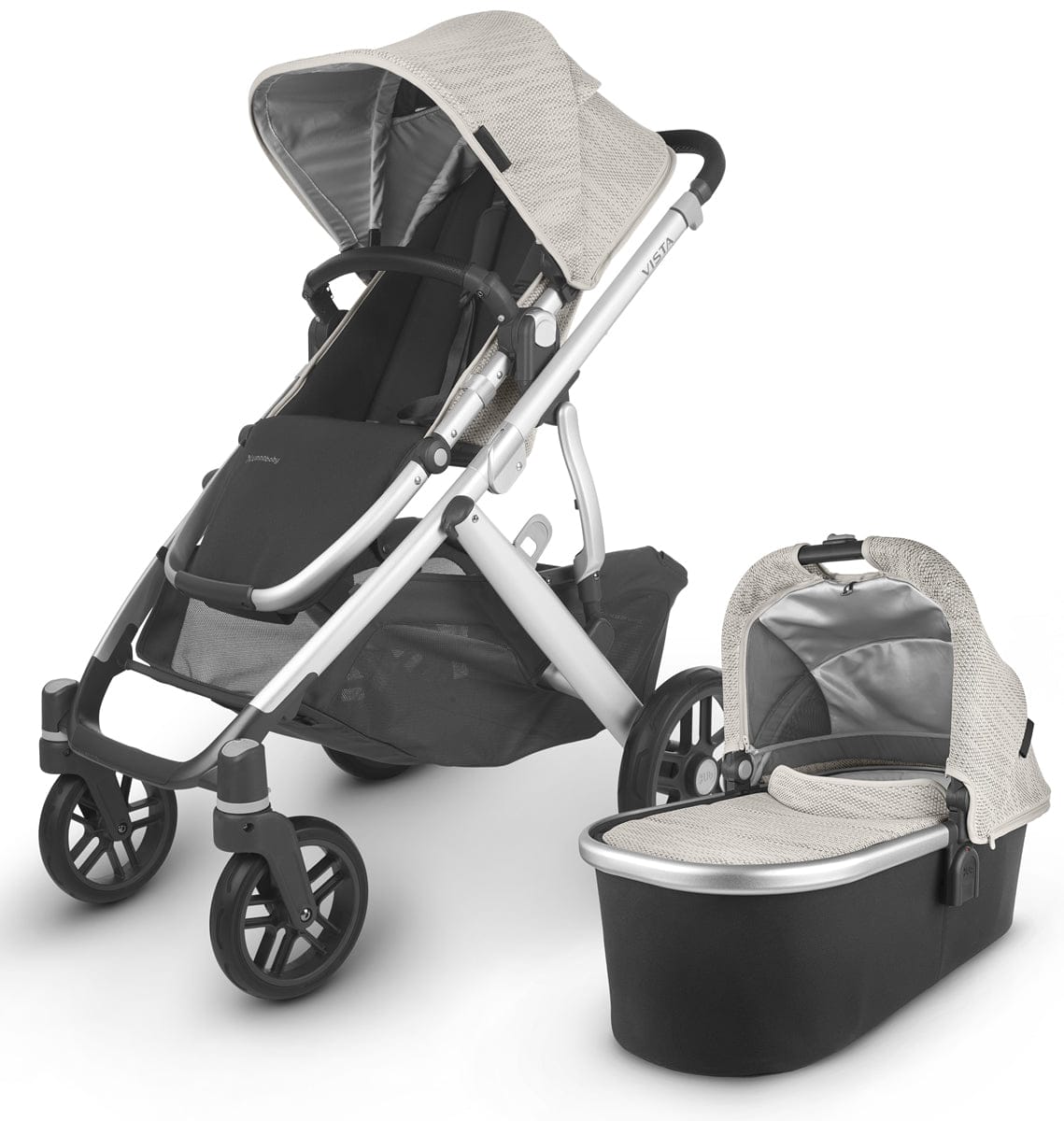 UPPAbaby Vista V2 Single-to-Double Stroller - Sierra (Dune Knit/Silver/Black Leather)
