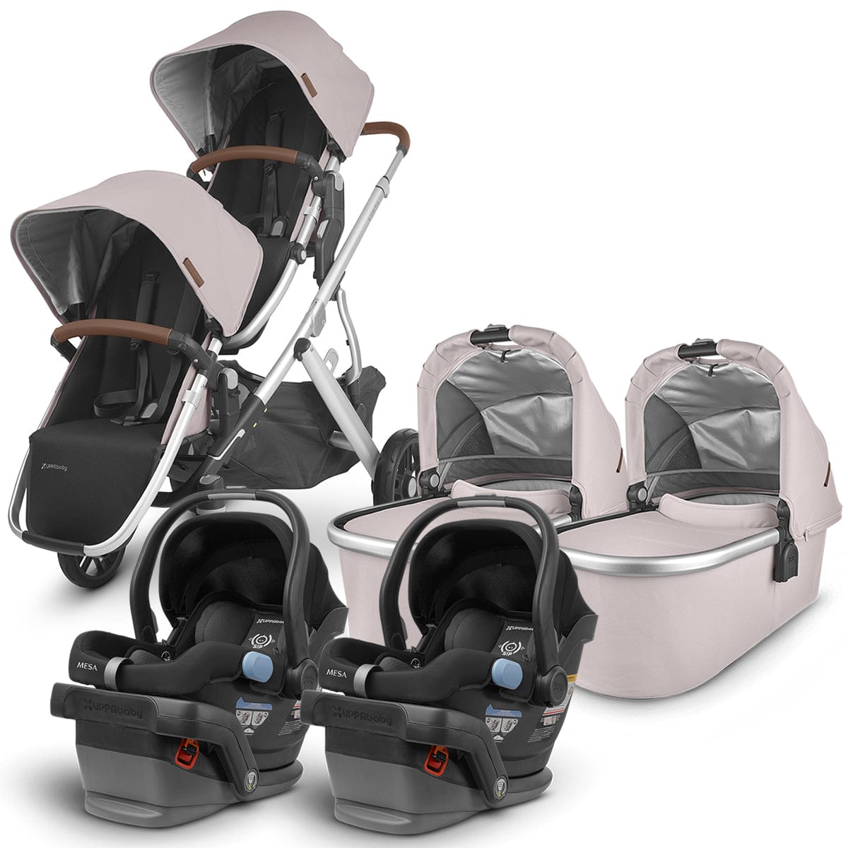 UPPAbaby VISTA V2 Twin Double Stroller + MESA Travel System Bundle - Alice/Jake