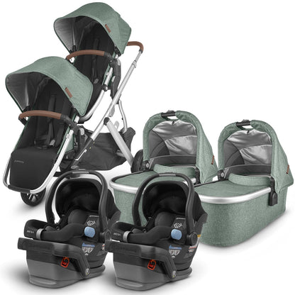 UPPAbaby VISTA V2 Twin Double Stroller + MESA Travel System Bundle - Emmett/Jake
