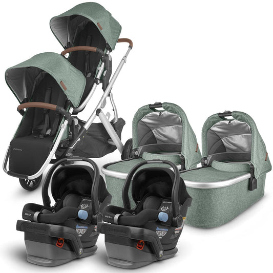 UPPAbaby VISTA V2 Twin Double Stroller + MESA Travel System Bundle - Emmett/Jake