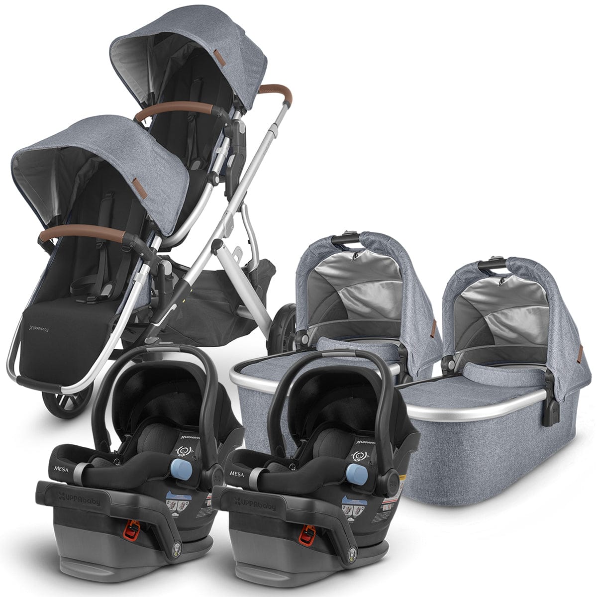 UPPAbaby VISTA V2 Twin Double Stroller + MESA Travel System Bundle - Gregory/Jake