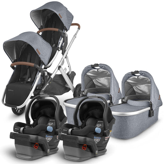 UPPAbaby VISTA V2 Twin Double Stroller + MESA Travel System Bundle - Gregory/Jake