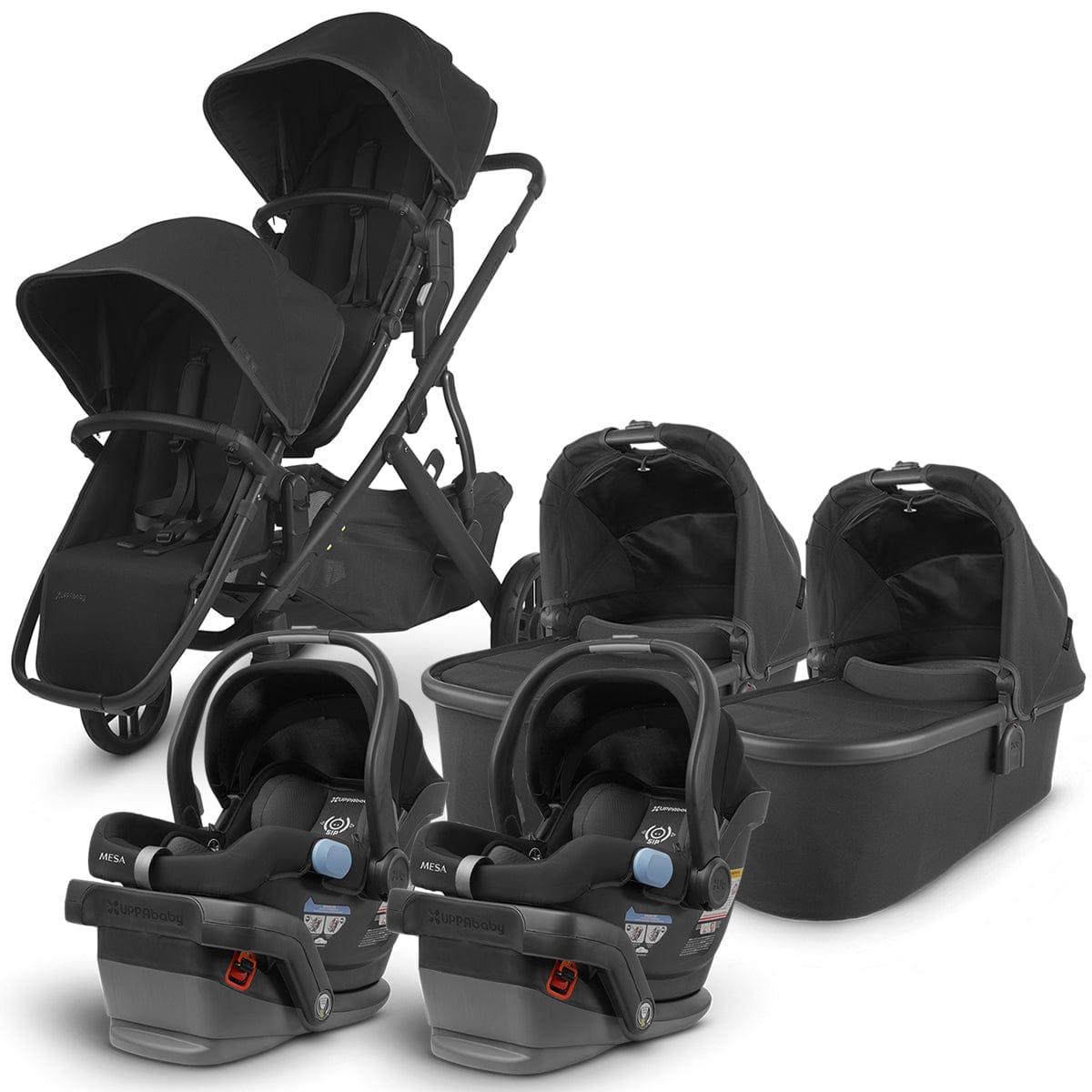 UPPAbaby VISTA V2 Twin Double Stroller + MESA Travel System Bundle - Jake/Jake