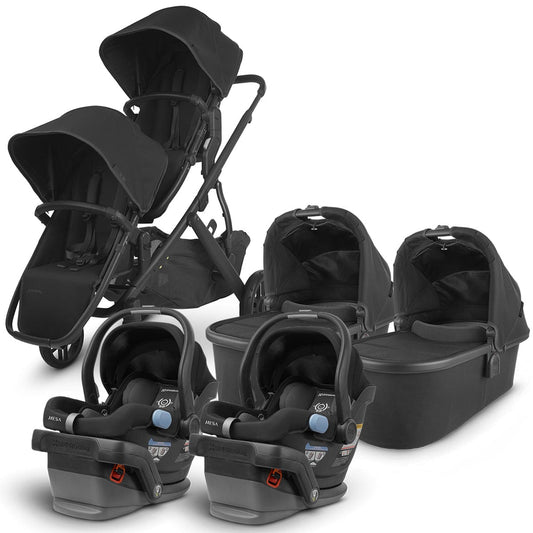 UPPAbaby VISTA V2 Twin Double Stroller + MESA Travel System Bundle - Jake/Jake