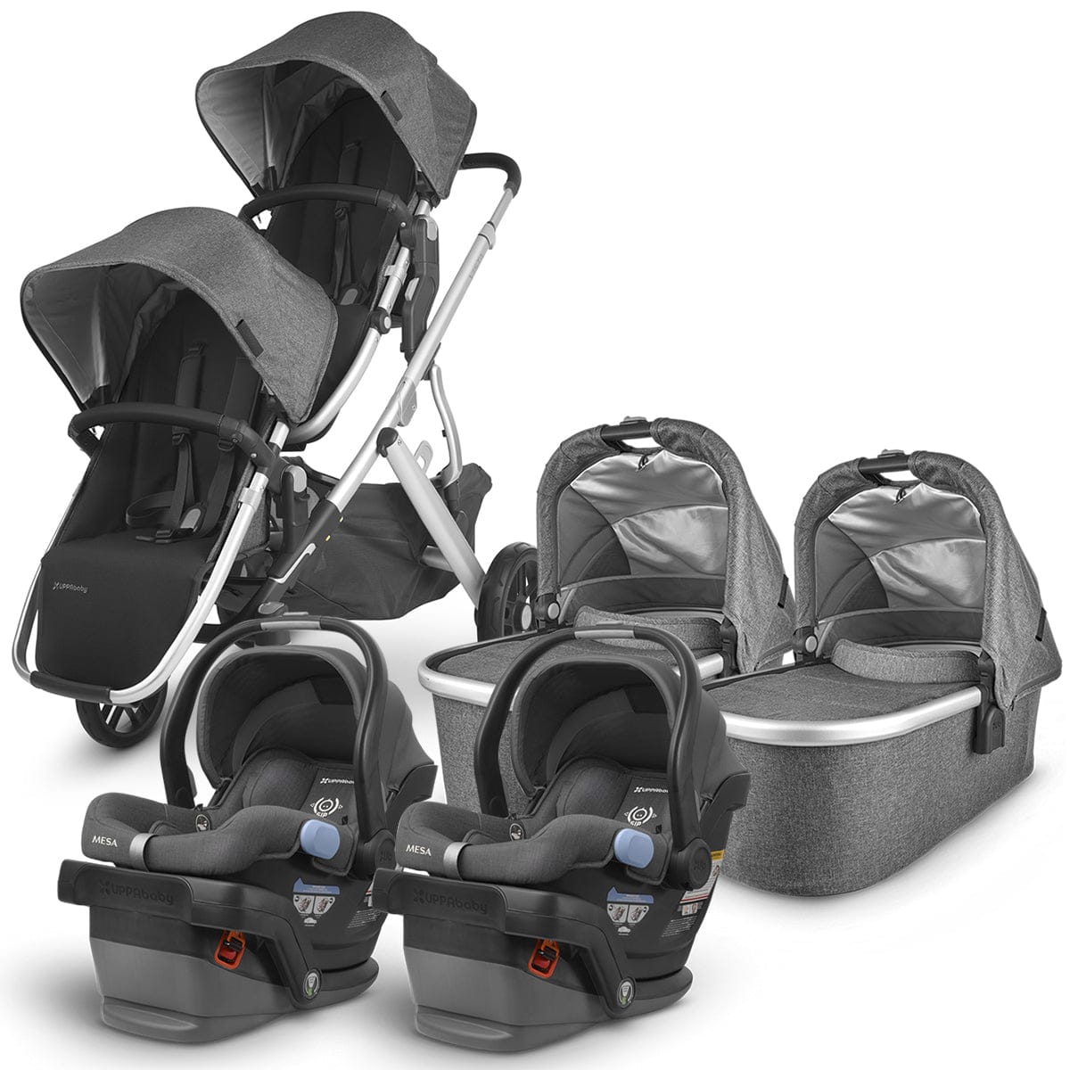 UPPAbaby VISTA V2 Twin Double Stroller + MESA Travel System Bundle - Jordan/Jordan