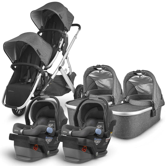UPPAbaby VISTA V2 Twin Double Stroller + MESA Travel System Bundle - Jordan/Jordan