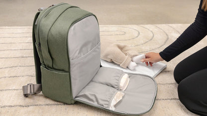 UPPAbaby Changing Backpack - Savannah (Pearl Gray Jacquard / Chestnut Leather) - 0902-DPB-WW-SAV