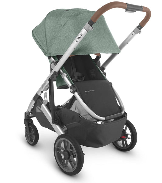 UPPAbaby Cruz V2 Stroller + Bassinet - Emmett (Green Melange/Silver/Saddle Leather) - 0420-CRZ-BAS-EMT