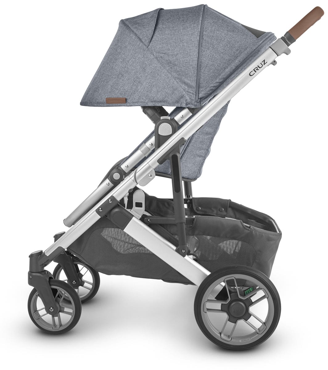 UPPAbaby Cruz V2 Stroller + Bassinet - Gregory (Blue Melange/Silver/Saddle Leather) - 0420-CRZ-BAS-GRG