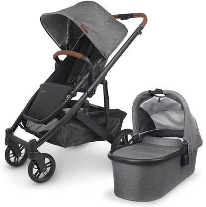 UPPAbaby CRUZ V2 Stroller + Bassinet - Greyson (Charcoal Melange/Carbon/Saddle Leather)