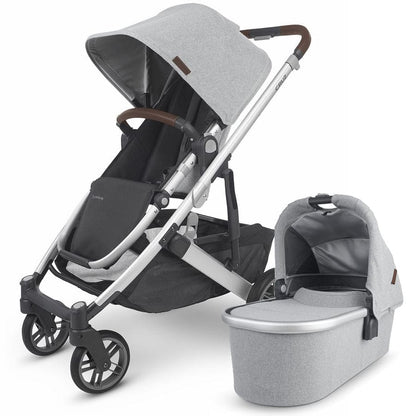 UPPAbaby Cruz V2 Stroller + Bassinet - Stella (Grey Brushed Melange / Silver / Chestnut Leather)
