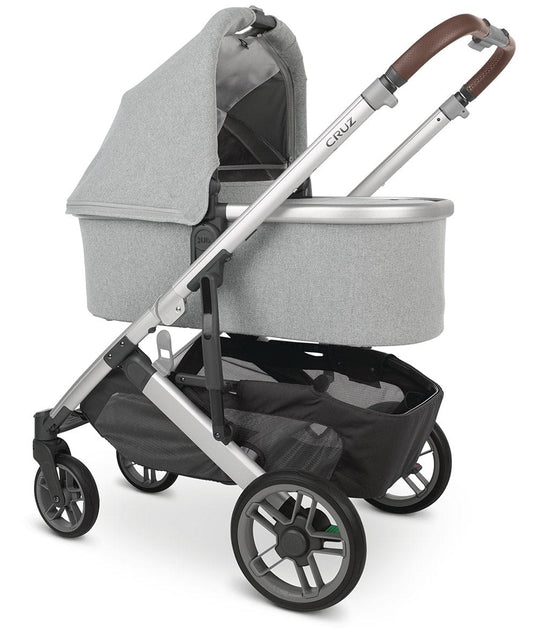 UPPAbaby Cruz V2 Stroller + Bassinet - Stella (Grey Brushed Melange / Silver / Chestnut Leather) - BAS-0420-CRZ-NA-STL
