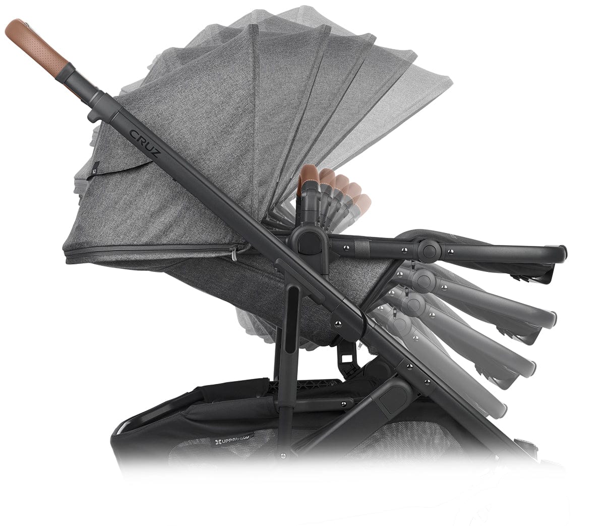UPPAbaby CRUZ V2 Stroller - Greyson (Charcoal Melange/Carbon/Saddle Leather) - 0420-CRZ-NA-GRY