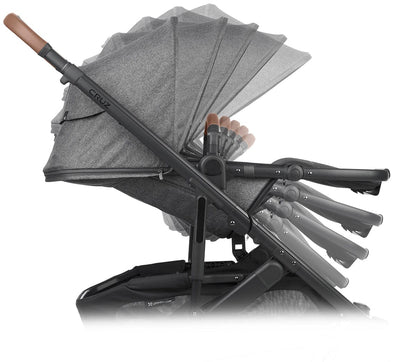 UPPAbaby CRUZ V2 Stroller - Greyson (Charcoal Melange/Carbon/Saddle Leather) - 0420-CRZ-NA-GRY