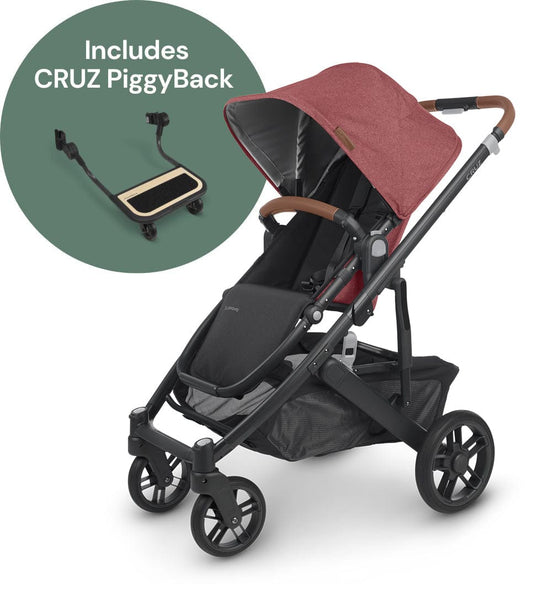 UPPAbaby CRUZ V2 Stroller + PiggyBack Ride-Along Bundle - Lucy - 0420-CRZ-NA-LCY-0919-cpb-ww