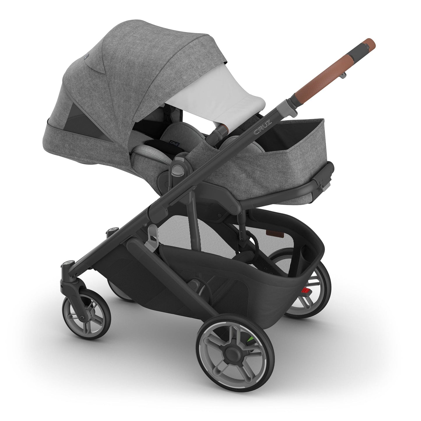 UPPAbaby Cruz V3 Stroller - Greyson (Charcoal Melange / Carbon Frame / Saddle Leather) - 0403-CRZ-NA-GRY