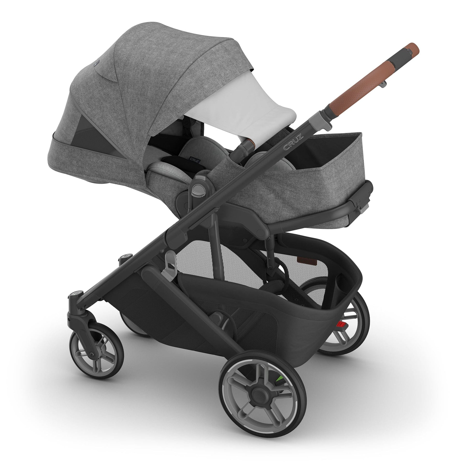 UPPAbaby Cruz V3 Stroller - Greyson (Charcoal Melange / Carbon Frame / Saddle Leather) - 0403-CRZ-NA-GRY