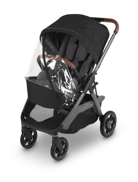 UPPAbaby stroller with clear rain shield attached