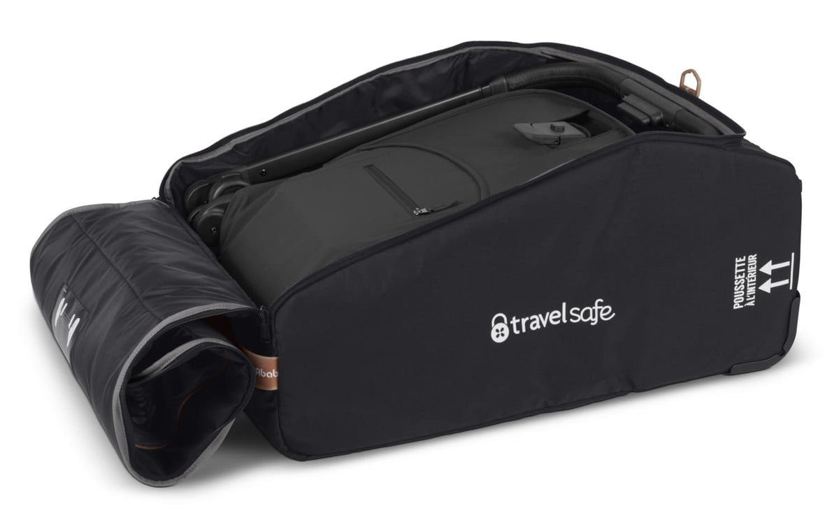 UPPAbaby TravelSafe stroller travel bag with a folded stroller inside