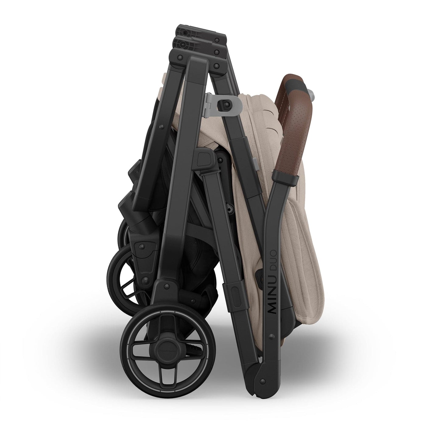 UPPAbaby Minu Duo Compact Double Stroller - Ada (Sandstone / Carbon Frame / Chestnut Leather) - 0801-MND-NA-ADA