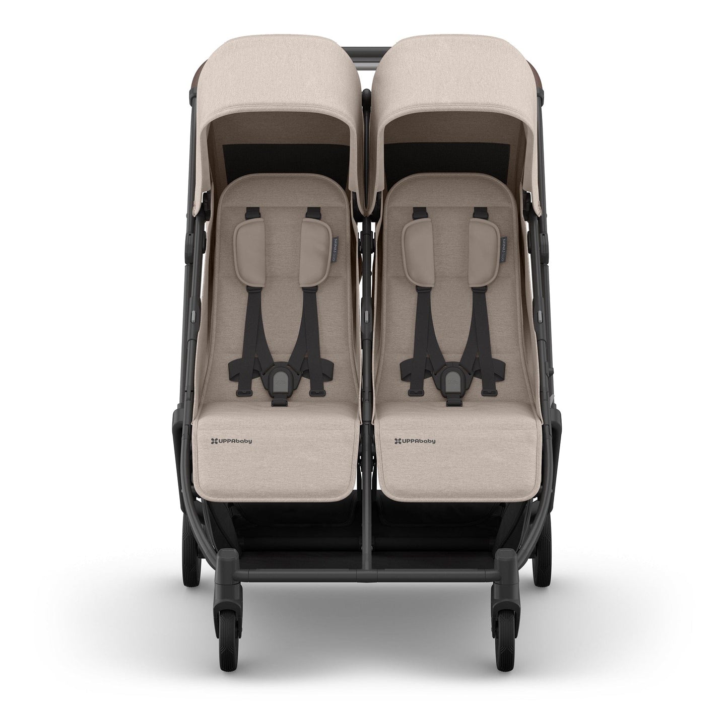 UPPAbaby Minu Duo Compact Double Stroller - Ada (Sandstone / Carbon Frame / Chestnut Leather) - 0801-MND-NA-ADA