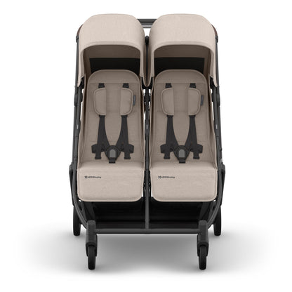 UPPAbaby Minu Duo Compact Double Stroller - Ada (Sandstone / Carbon Frame / Chestnut Leather) - 0801-MND-NA-ADA