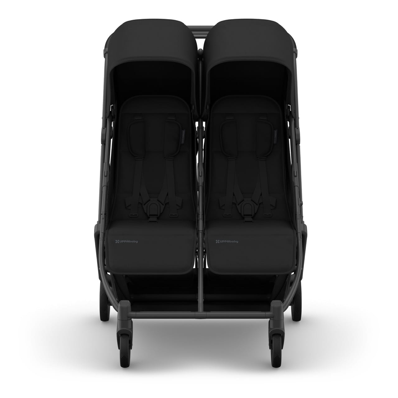 UPPAbaby Minu Duo Compact Double Stroller - James (Black / Carbon Frame / Black Leather) - 0801-MND-NA-JMS