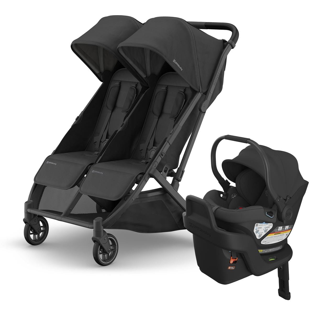 UPPAbaby Minu Duo Double Stroller + Aria Travel System Bundle - Jake / Jake - TRVL-ARIA-0801-MND-NA-JKE