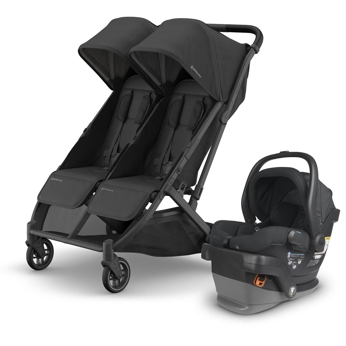 UPPAbaby Minu Duo Double Stroller + Mesa V2 Travel System Bundle - Jake / Jake - TRVL-MESAV2-0801-MND-NA-JKE