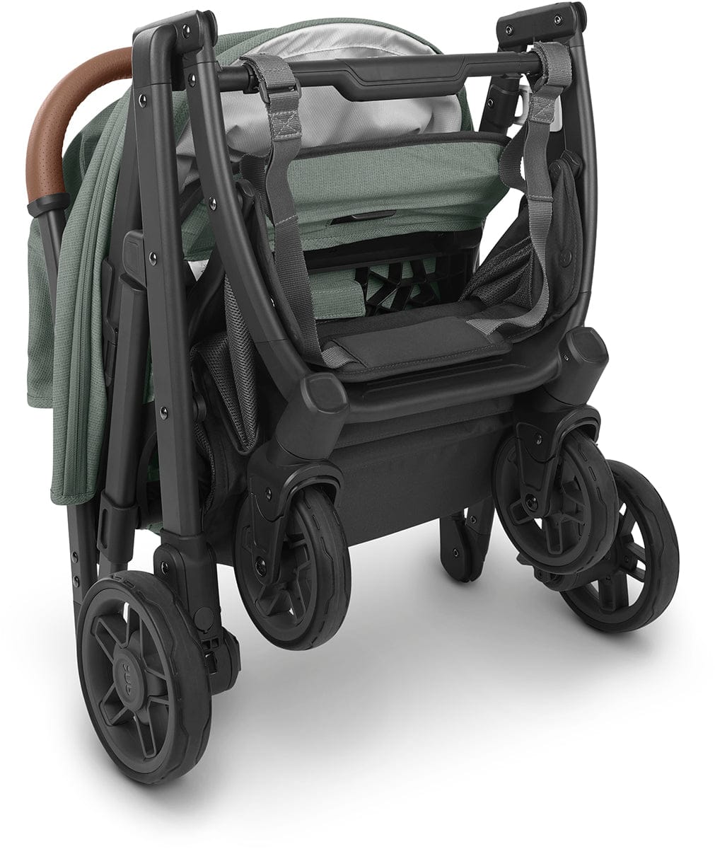 UPPAbaby MINU V2 Compact Stroller - Gwen (Green Melange / Carbon / Saddle Leather) - 0802-MIN-US-GWN