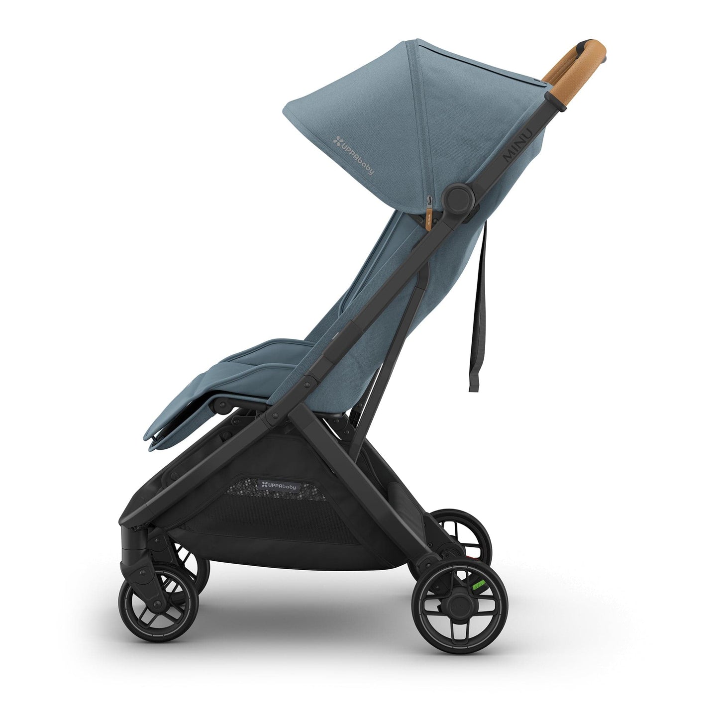 UPPAbaby Minu V3 Compact Stroller - Dillan (Stone Blue / Carbon Frame / Sand Leather) - 0803-MIN-NA-DIL