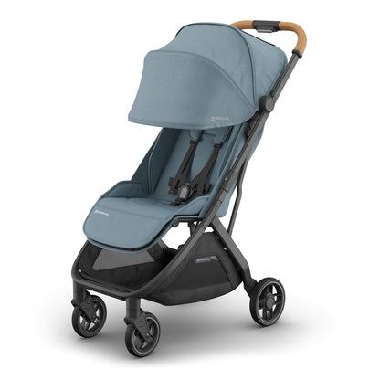 UPPAbaby Minu V3 Compact Stroller - Dillan (Stone Blue / Carbon Frame / Sand Leather) - 0803-MIN-NA-DIL