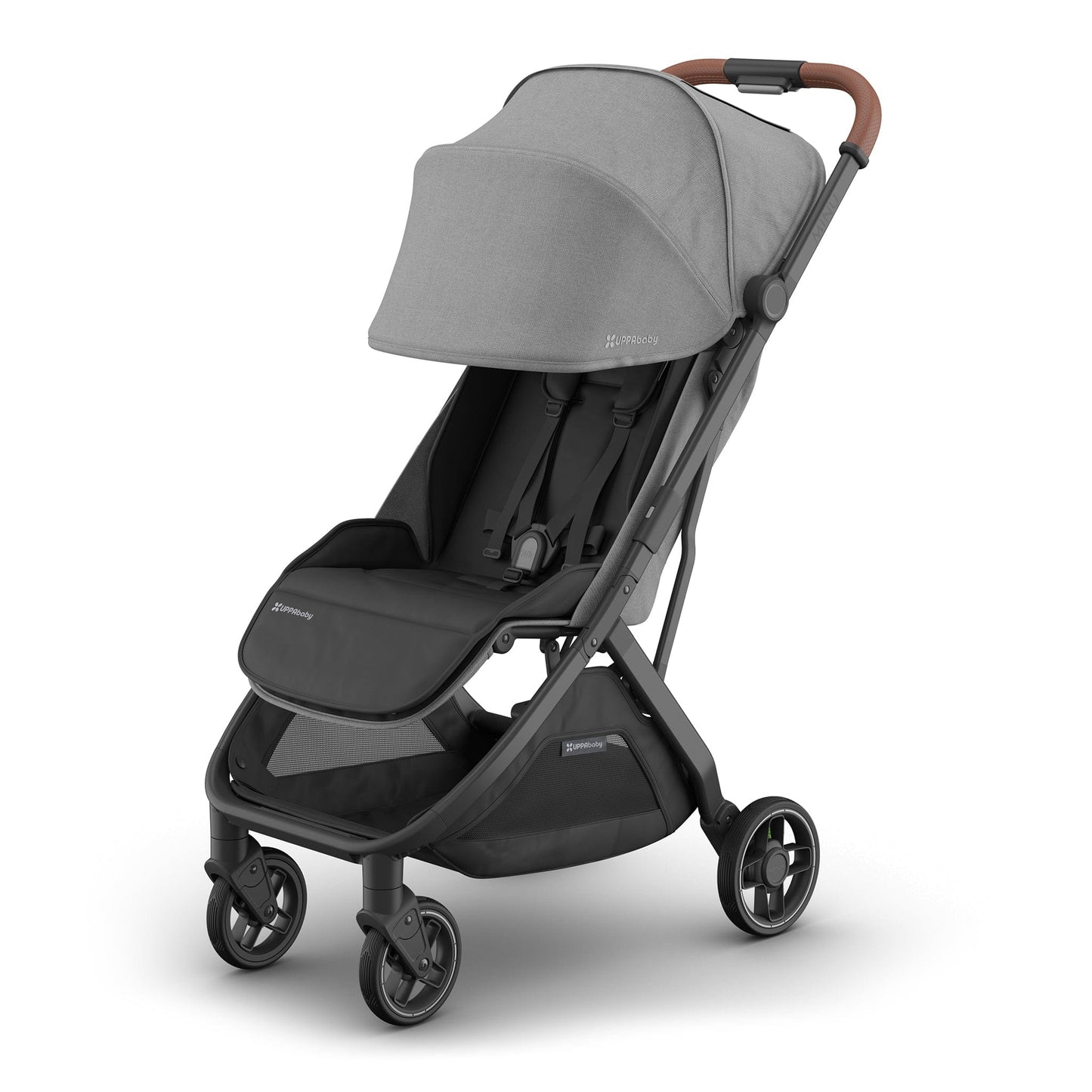 UPPAbaby Minu V3 Compact Stroller - Greyson (Charcoal Melange / Carbon Frame / Saddle Leather) - 0803-MIN-NA-GRY