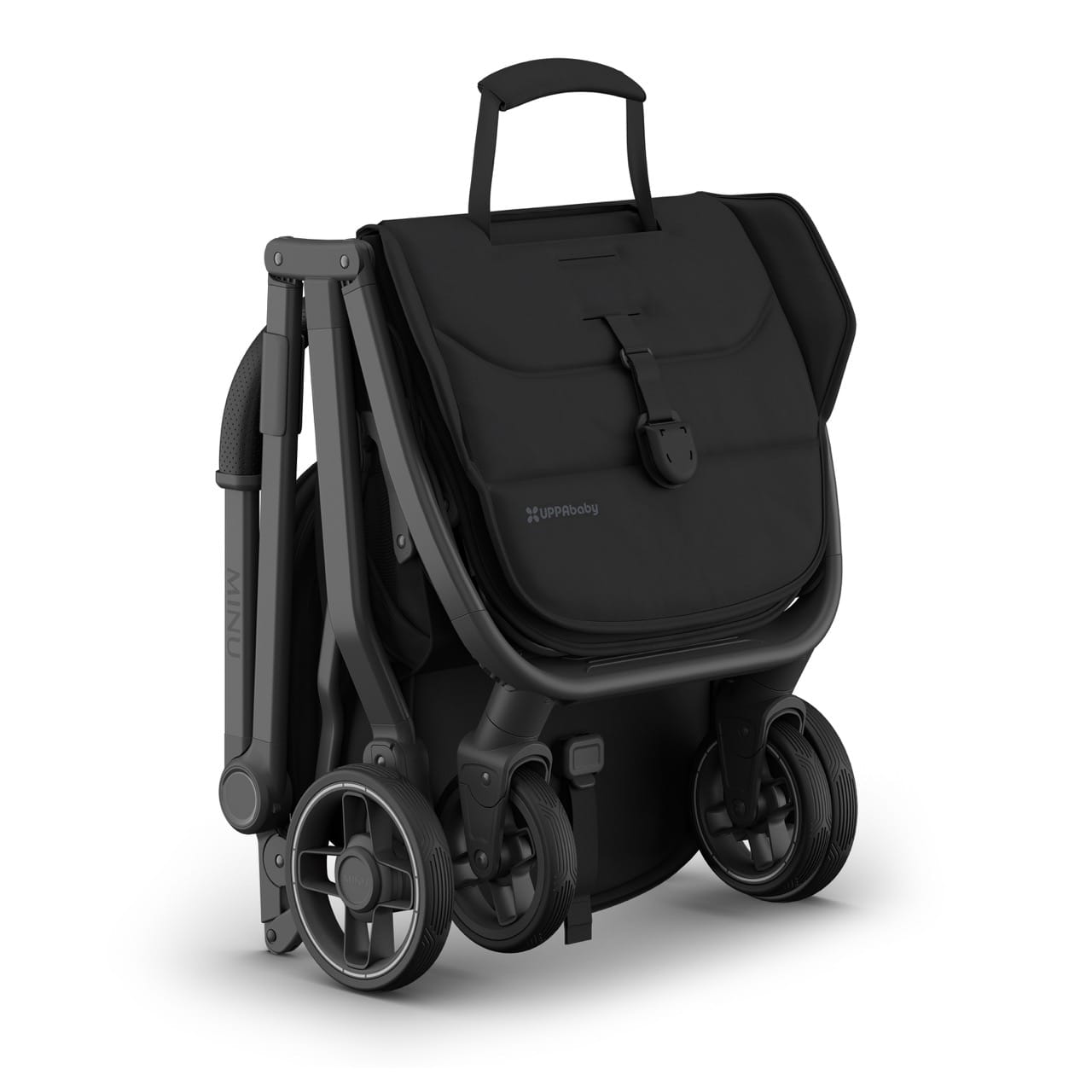 UPPAbaby Minu V3 Compact Stroller - James (Black / Carbon Frame / Black Leather) - 0803-MIN-NA-JMS