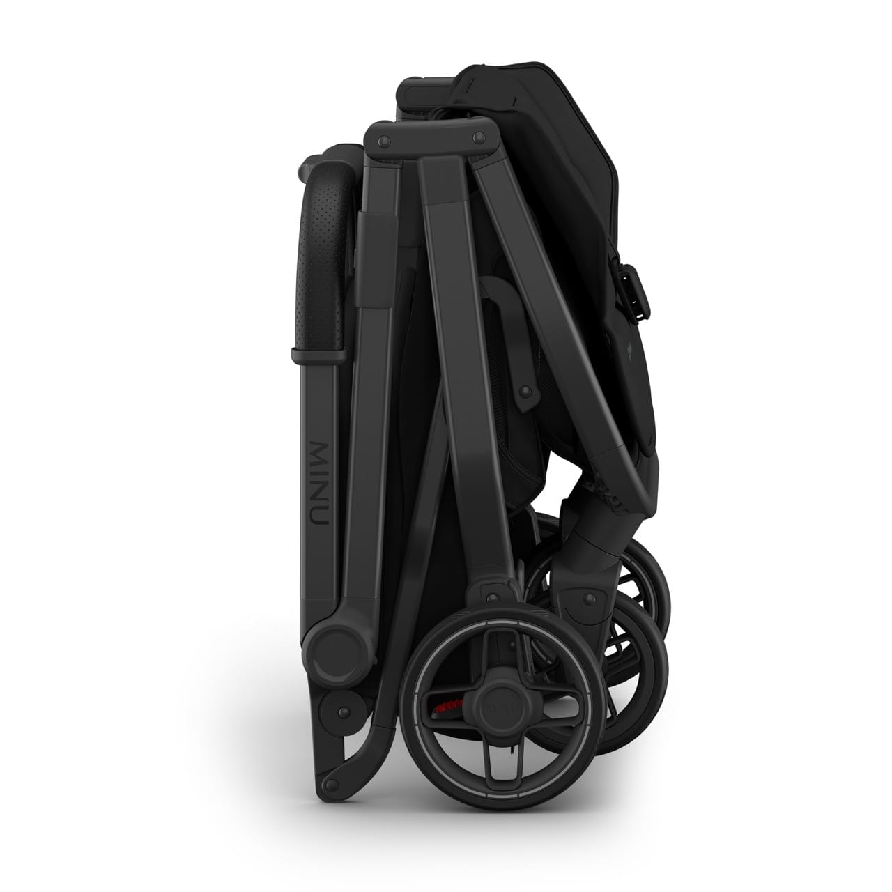 UPPAbaby Minu V3 Compact Stroller - James (Black / Carbon Frame / Black Leather) - 0803-MIN-NA-JMS