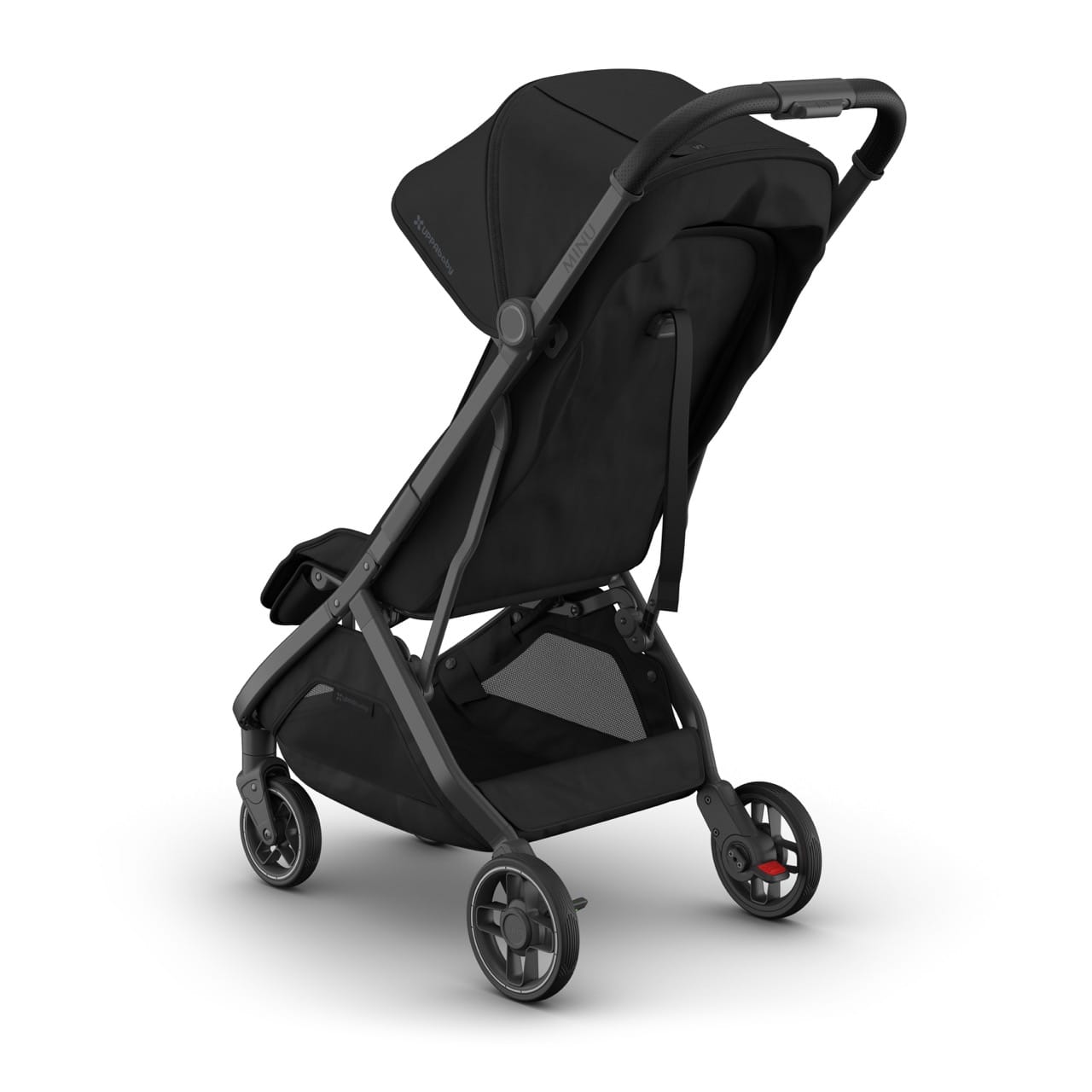 UPPAbaby Minu V3 Compact Stroller - James (Black / Carbon Frame / Black Leather) - 0803-MIN-NA-JMS