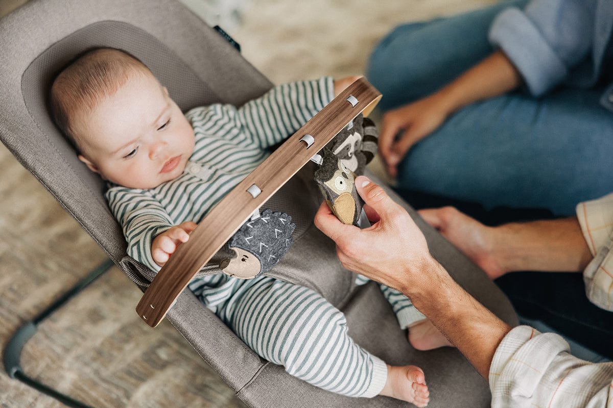 UPPAbaby Mira Bouncer Toy Bar - Forest Fun (Grey / Walnut Wood) - 0901-BTY-WW