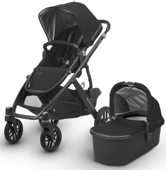 UPPAbaby Open Box 2018 / 2019 Vista Stroller - Jake (Black/Carbon/Black Leather) - 0318-VIS-US-JKE-OB