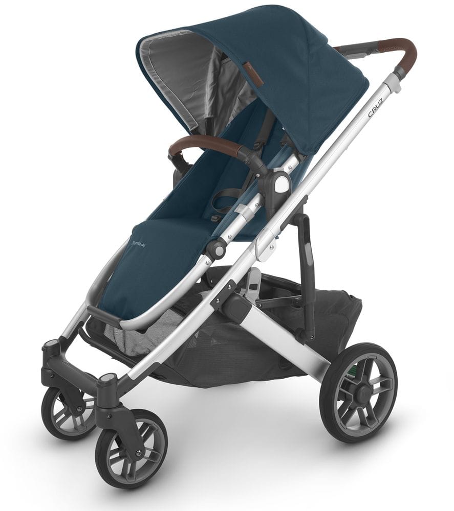 UPPAbaby Open Box 2020 Cruz V2 Stroller - Finn (Deep Sea/Silver/Chestnut Leather)
