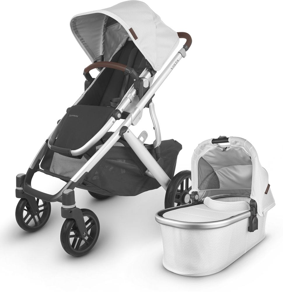 UPPAbaby Open Box 2020 Vista V2 Stroller - Bryce (White Marl/Silver/Chestnut Leather) - 0320-VIS-US-BRY-OB