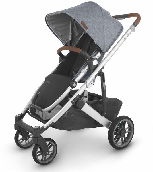 UPPAbaby OPEN BOX Cruz V2 Stroller - Gregory (Blue Melange/Silver/Saddle Leather) - 0420-CRZ-NA-GRG-fob