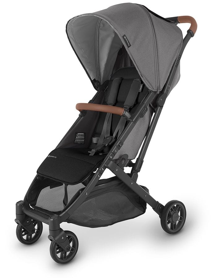 UPPAbaby OPEN BOX MINU V2 Compact Stroller - Greyson (Charcoal Melange / Carbon / Saddle Leather) - 0802-MIN-US-GRY-fob