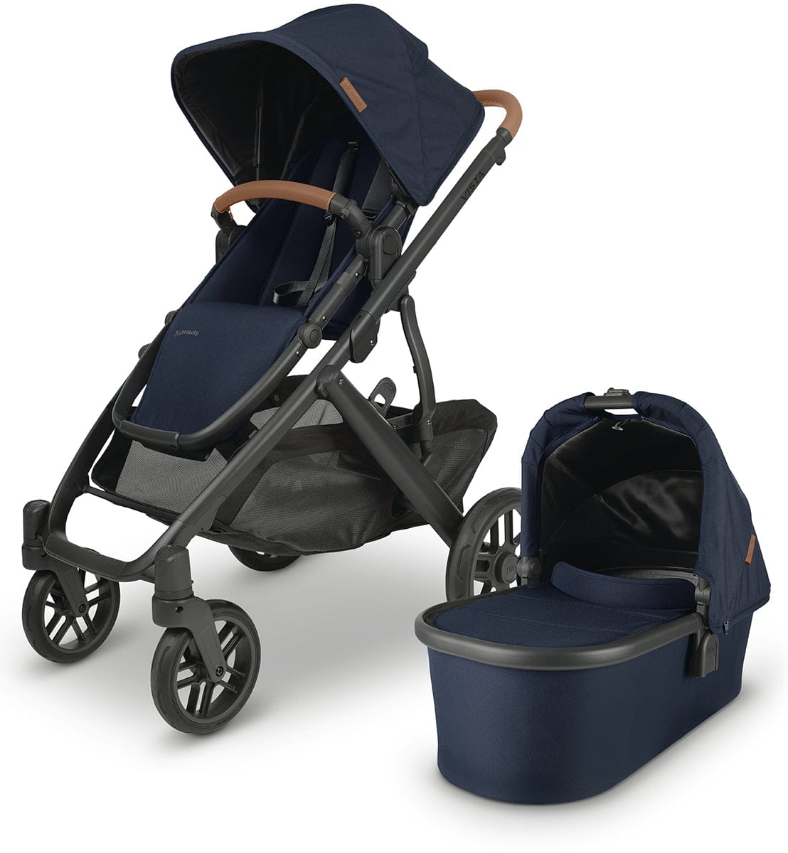 UPPAbaby OPEN BOX VISTA V2 Single-to-Double Stroller - Noa (Navy/Carbon/Saddle Leather) - 0320-VIS-US-NOA-ob