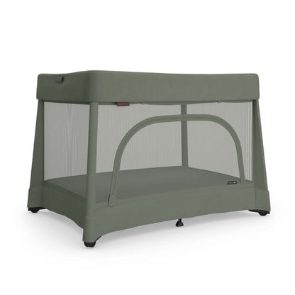 UPPAbaby Remi playard in olive green with mesh sides and arched side opening