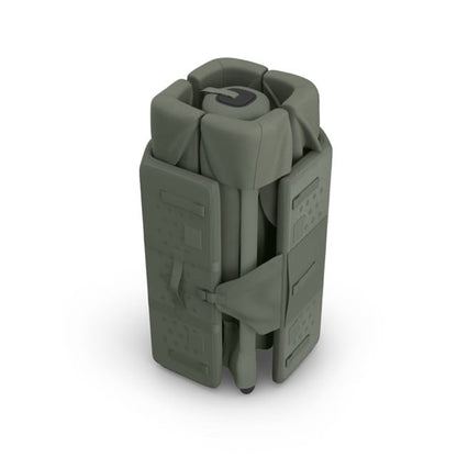 Folded olive green UPPAbaby travel playard