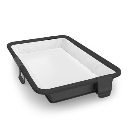 UPPAbaby bassinet mattress and frame in black and white